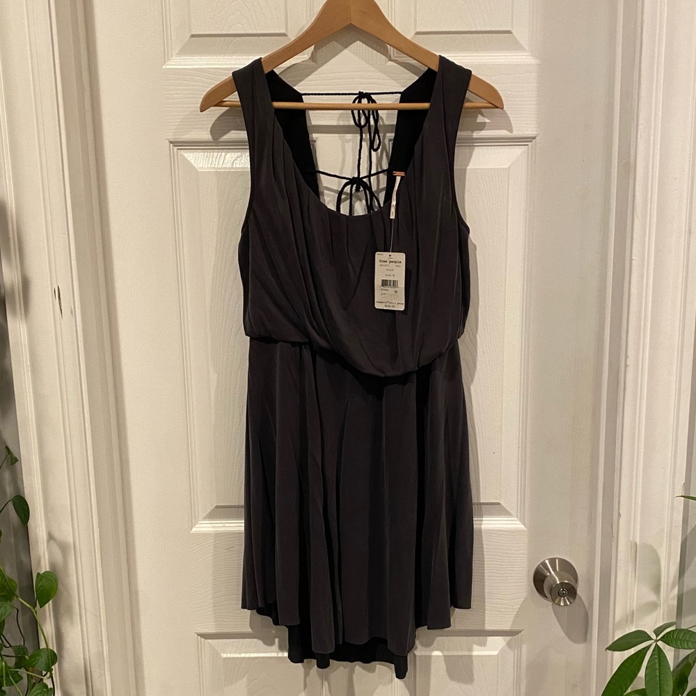 Free People Charcoal Gray Asymmetrical Grecian Dress Medium